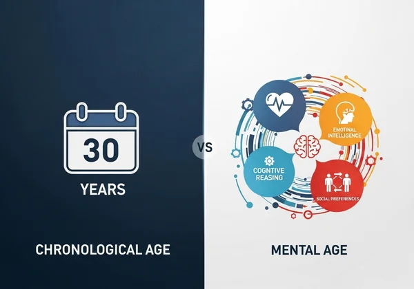 Infographic comparing chronological and mental age concepts