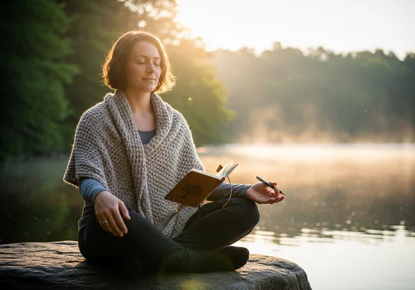 Person practicing mindful reflection and self-compassion