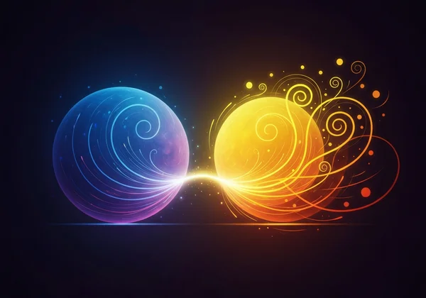 Metaphorical old soul and young spirit bridging a gap.